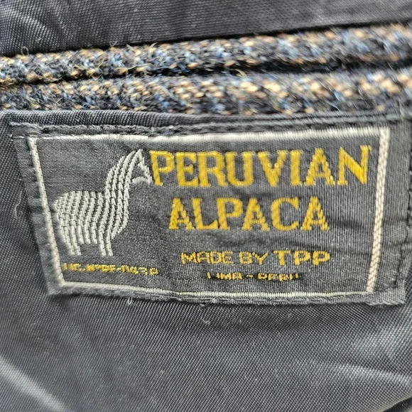 Peruvian Alpaca Blazer Mens 40S M Black LE COLLEZIONI Tweed Fleck Sport Coat USA